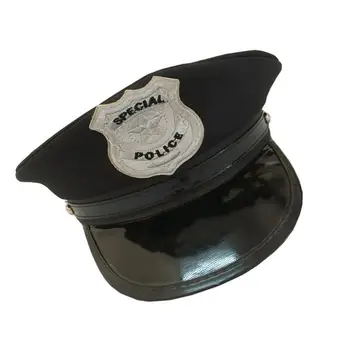 1pc osmerokut policijska kapu klasični odrasla policajac šešir vojna šešir faze pokazuju kapu za cosplay party performanse Maskenbal (crna)