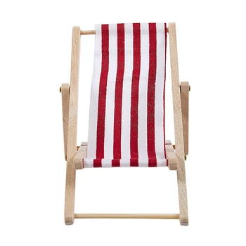 2 komada drvenih stolica prugasta za 1/12 lutkine minijaturni namještaj 11 cm / 4,33 inča, crvena i plava