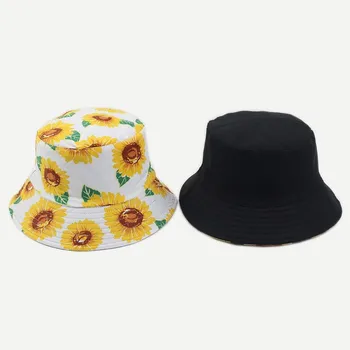 2019 sun flower bucket hat for women girls female fisherman hat sunflower panama bob hat summer sun hat lovely girl friend poklon