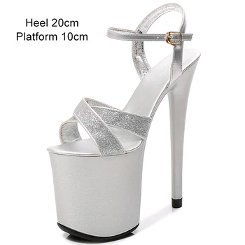 2020 nove cipele vjenčanje Ženske sandale transparentno visoku petu 20 cm platforma sandale Crystal Ženske cipele čelična cijev plesne cipele