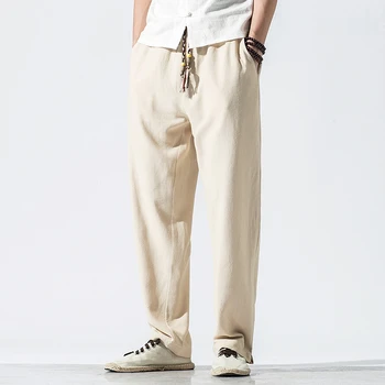 2020 nove muške free posteljina izravne Muške hlače su čvrste prozračna, pamuk, lanene hlače ulica odjeća fitness hlače M-5XL