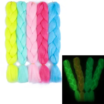 24-inčni DIY Neonski osvijetljeni svjetlo kose pletenje kose pletenice svijetle u mraku koncert Rođendan karnevala isporuke