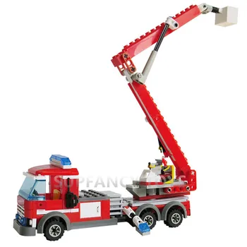244шт gradski vatrogasac motor gradivni blokovi setovi DIY vatrogasac kamion Brinquedos DIY cigle Playmobil djeca obrazovne igračke