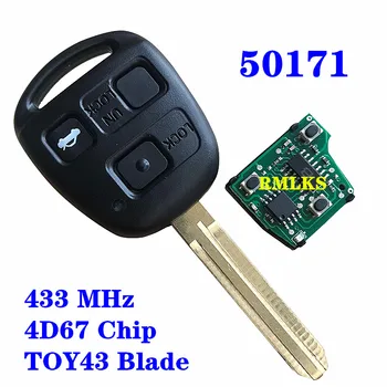 3 gumb 433 Mhz auto daljinski ključ za Toyota Avensis Kluger Prado120 Tarago RAV4 zamjena daljinskog upravljača ključ 4D67 čip
