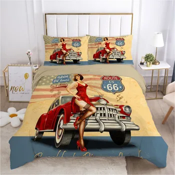 3D deka deka komplet posteljinu Comforter, posteljina, jastučnica Kralj Kraljica potpuni dual klasicni crveni auto moderna djevojka Texitle