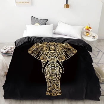 3D HD digitalni tisak običaj deka,pokrivač/deka/deka torbica kraljica kralj posteljinu 220x240,posteljina Zlatni slon