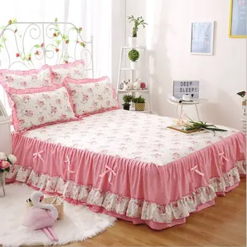 3pcs moda soft brušenje veo vjenčanje krevet suknja kraljica king size interna krevetu kapa dupli sloj krevet poklopac