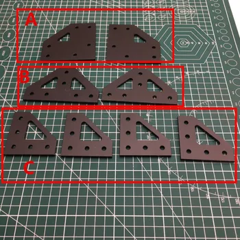4 mm crni eloksirani aluminij, Gornja kutna ploča Donja тройниковая pločica za nadogradnju AM8/Anet 3D pisač dijeli donji kutnu tanjur