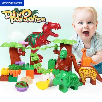 40 kom. gradivni blokovi plastične igračke, Jure dinosaura Svijet građevinskih blokova seta kompatibilnih duploINGlys dječje igračke, pokloni