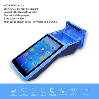 Android 6.0 NFC PDA POS → Bluetooth 58 mm pisač PDA toplinske 58 mm skeniranje bar-koda pomoću fotoaparata POS Ručni PDA 3G