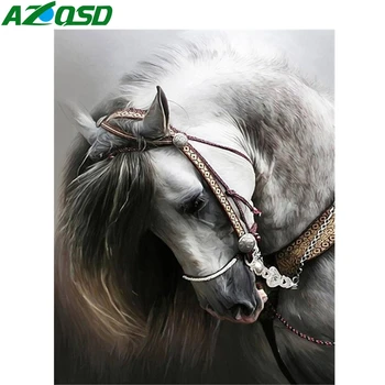 AZQSD Full Square Diamond Painitng 5D DIY Horse rukotvorina slika rhinestones Diamond vez životinja home dekor kompletne setove