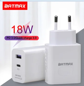 Batmax Rapid 18W USB Type-C PD Punjač Adapter Travel Quick Charger 3.0 Mini Portable Phone Charger za Huawei Xiaomi