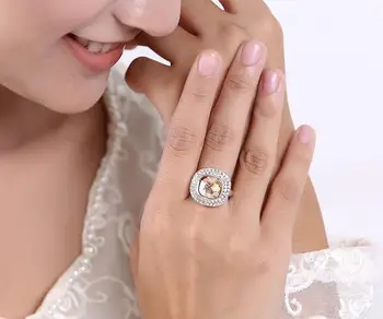 Bijelo zlato boja sjajna trg kristali od Swarovski nakit Dama stranka prst prstenje nakit, modni dodaci