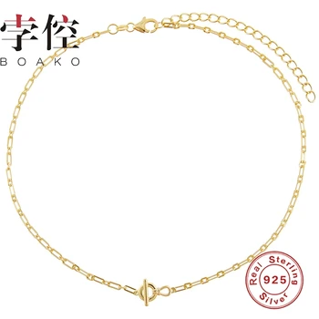 BOAKO Ins jednostavan stil ključne kosti 925 sterling srebra ogrlice privjesci za žene nakit ogrlice ogrlice ogrlice Bijoux ovratnik