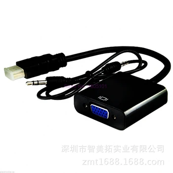 By dhl 50pcs Male to Female HDMI to VGA Konverter Adapter with Audio Cable for PC Laptop Tablet Support 1080P HDTV
