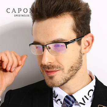 CAPONI Men Business Eyewear Metal pri odabiru čaše za vino Flexible Frame TR Legs Square Leisure Super Light Computer Eyeglasses For Male J6103