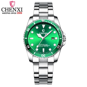 CHENXI Women Watches Fashion Women Dress Watches Green Dial sat od nehrđajućeg čelika ženski ručni Kvarcni sat Woman Watch 2019