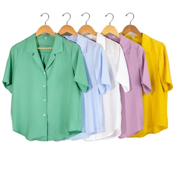 Colorfaith New 2020 ženski ljeto bluze košulje 5 boja Modni zupčasti gumbe svakodnevne pamuka i lana, ured Vrhovima BL1037