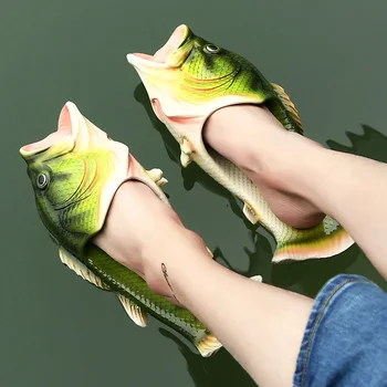 Coslony fish slippers open toe rubber men couple Designer Animal Slides for women Summer boy Girls Funny Slippers funny Shoes