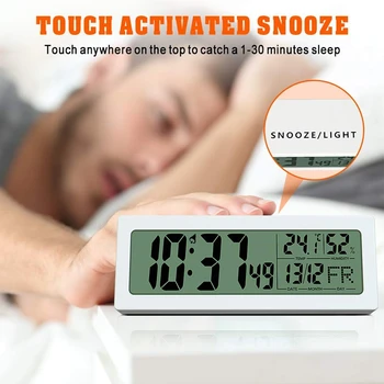 Digitalni sat alarm sa zaslonom osjetljivim na aktivnim повтором, podesivom glasnoćom alarma, određivanje vlažnosti i temperature, ночником, 5,3 inča L