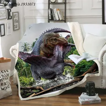 Dinosaur jurske 3D ispis Флисовое deka za mjesta debelo pokrivač moda veo Sherpa baciti deka odrasli, djeca 16
