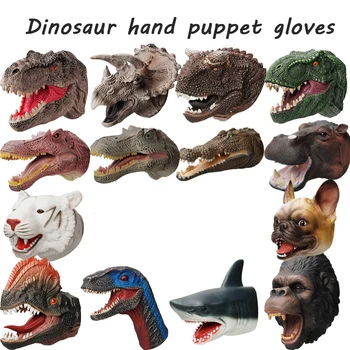 Dinosaur ruka lutka rukavice meke gumene triceratops vruće igračke djeca simulacija životinja model shark glava igračke za dječake djeca dar
