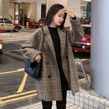 Duge vunene žene plus size pokrivač elegantan korejski stil moderan двубортный kaput Ženske smjese za dame besplatan moderan