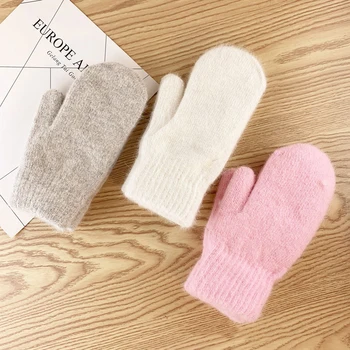 Dvoslojni rukavice od onda vune ženska zimska koreanska verzija punog boja sve prste zimske ženske rukavice djevojke rukavice