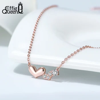 Effie Queen Elegant Zaruke Pendant ogrlice 925 srebro rose gold boje u obliku srca nakit poklon veliko EQN13