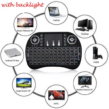 Engleski bežični 2.4 GHz i8 Keyboard Backlight Touchpad Fly Air Mouse keyboard mini remote control forAndroid TVBox Desktop