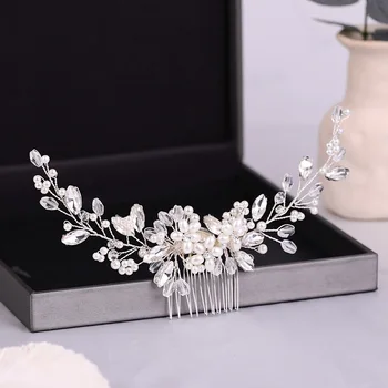 FORSEVEN elegantan Crystal Noiva Biser češalj za kosu mladenka tijara Crown kopče za kosu šlem cvijet nakit za vjenčanje pribor JL