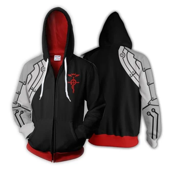 Fullmetal Alchemist Edward Elric jesenski jakna zip majica 3D Animacija cosplay hoodies sportske trenerke majice odjeća