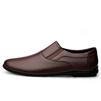 Gospodo natikače svakodnevni kožne cipele Slip on 2020 jesen Muške cipele od prave kože apartmani gospodo natikače brod cipele soft