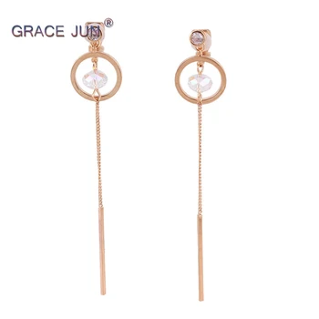 Grace lipnja 2018 novi stil bakar je materijal uvoz Crystal krug выдалбливают duge kićankama spot za naušnice nema piercing Šarm nakit