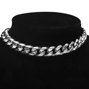 Hip-hop Miami kubanski lanca ogrlice 5/8 / 10mm debela zlatna boja nehrđajućeg čelika dugi lanci za muškarce / žene nakit Dropshipping