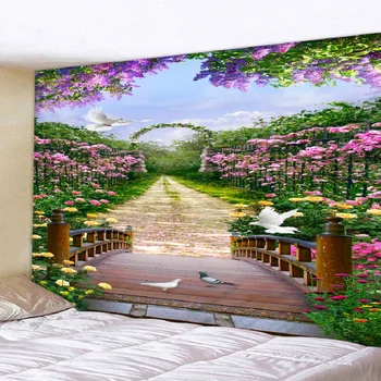 Home dekor tapiserija cvijet s pjesmom u ukrasnim biljkama Vrtna zelje Spavaća soba Dnevni boravak hostel zidna tapiserija