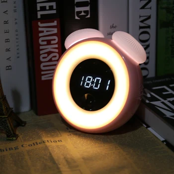 Inteligentni senzor LED Night Light noćni lampe s digitalna budilica Home Decor multifunkcionalni sat u obliku gljiva