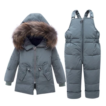 IYEAL Dječje odjeće kompleti 2 komada kaput + hlače zimska odjeća пуховик odijela dječaci i djevojčice prirodni krzno s kapuljačom odjeća