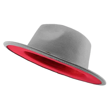Jovivi moda dvije boje Crveno dnu široka polja Panama фетровая šešir mornarska фетровая šešir фетровая Panama šešir svakodnevni jazz kape za muškarce žene