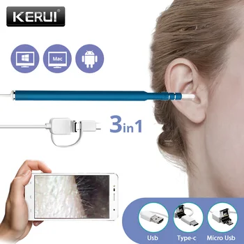 Kerui 3 u 1 USB OTG vizualni usluga čišćenja ušiju endoskop žlica funkcionalno dijagnostički alat Ear Cleaner Android 720P Camera Ear Pick