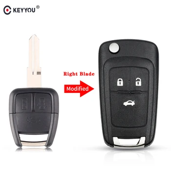 KEYYOU 3 Button Modified Flip Folding Remote Car Key Shell Case Fob za Chevrolet Cruze, Aveo Auot Key Case desni nož