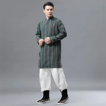 Kineski stil jesen novi pamuka i lana Muška odjeća bend dugi Hanfu retro bend Tang odijelo košulje muške D641