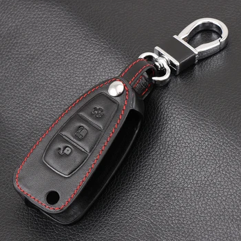 Kožni auto flip ključ poklopac torbica-držač za Ford Focus 3 4 MK3 ST New Fiesta Kuga Escape Ecosport 3 tipke sklopivi ključ