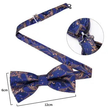 Kravata tamno plava zlatna Paisley svilenih kravata muške vjenčanje kravata džep kvadratnom skup manžete DiBanGu Designer Wedding Party LH-135