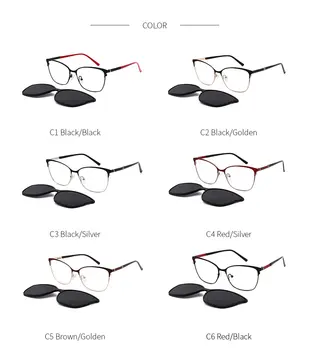 Lenspace polarizovana okrugle sunčane naočale Žene magnetna kopča za naočale, optički pribor od nehrđajućeg čelika za muškarce rimless za naočale