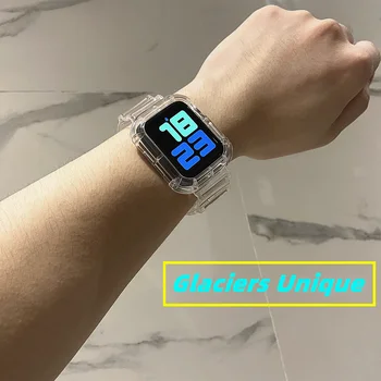 Mekani prozirni gumeni Sportski remen za Apple Watch Series 6 5 4 3 2 1 remen narukvica za iWatch 44 mm 42 mm 40 mm 38 mm remen za sat