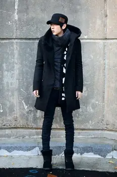 Moda jeftino Muški Бушлатное kaput s kapuljačom двубортный dugi vuneni тренчкот muški kaput,siva crna tamno plava,plus veličina 3XL