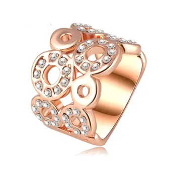 MOONROCY rose gold boja vjenčano prstenje nakit Veleprodaja kubni cirkonij hiperbola modni prstenova Crystal za žene Djevojke poklon