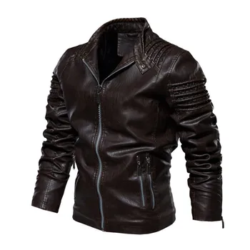 Muška jakna od umjetne kože vrhunske kvalitete klasična Мотоциклетная jakna muški plus jakna od umjetne kože muškarci jesen