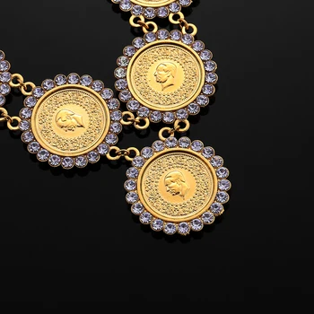 Nova arapska novčić Crystal muslimanski Islam Allah Ogrlice za žene zlatnu boju arapski/Afrika Islamski kao što su nakit napraviti novac dar sreće